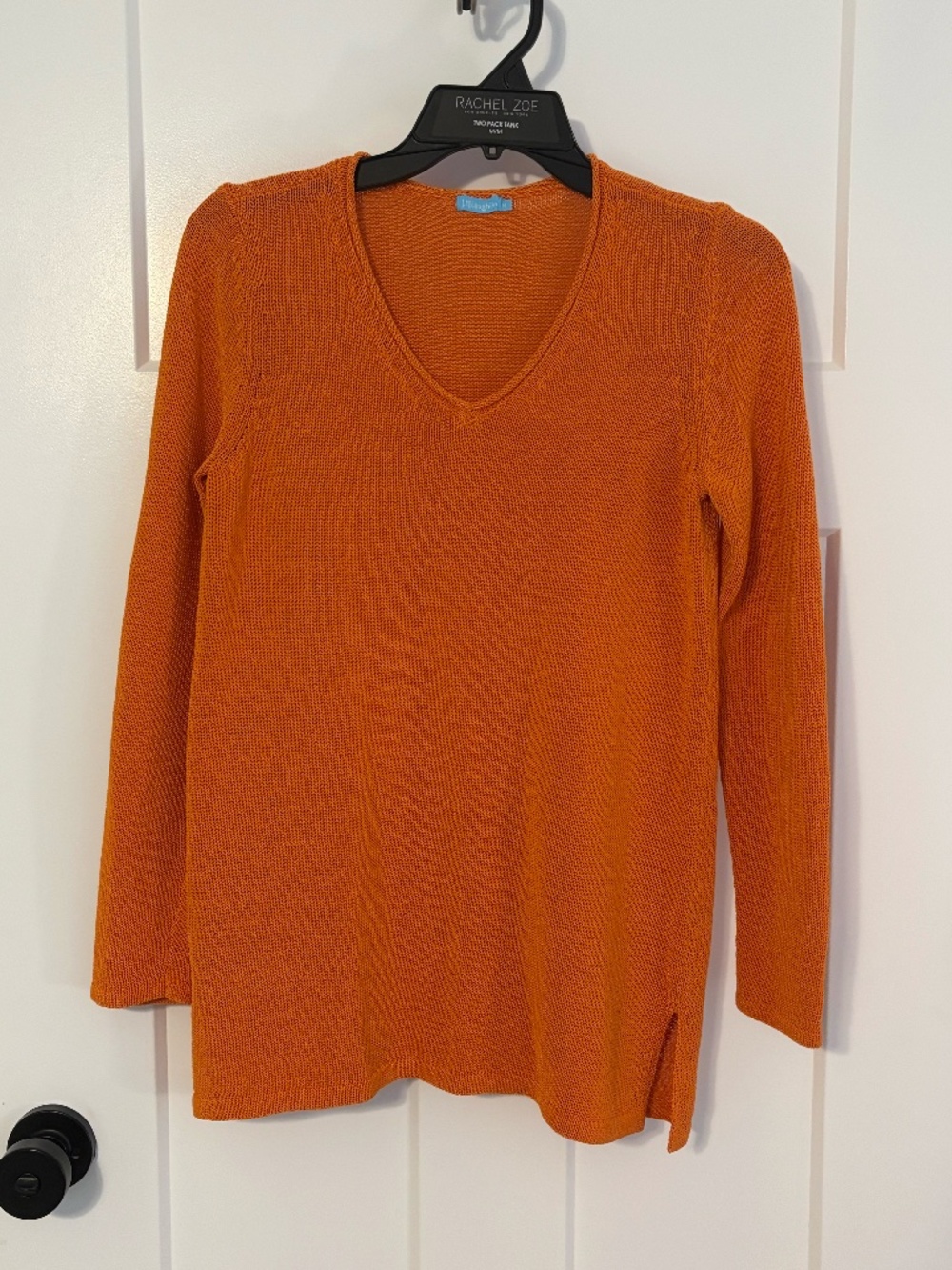 J McLaughlin Callum Sweater Loose Knit V Neck Orange Medium Havana Yarn Classic